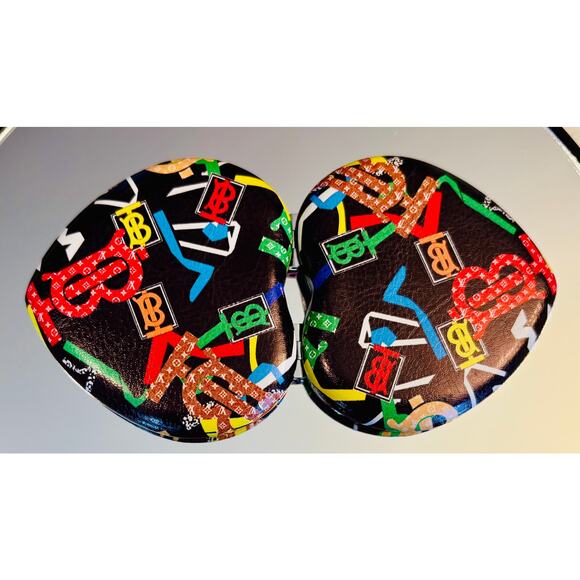 COMPACT MIRROR: 🩷-Shaped Blk, Red, Blue, Green Collab 80’s New Wave Design,NWOT - Picture 3 of 5